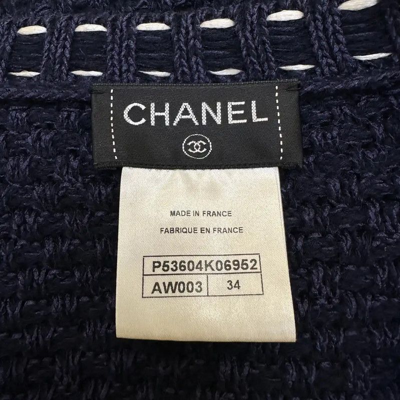 Chanel Chanel Navy Long Sleeve Cotton Sweater 0089 Size XS / US 0-2 / IT 36-38 - 8 Thumbnail