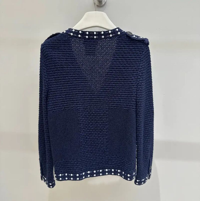 Chanel Chanel Navy Long Sleeve Cotton Sweater 0089 Size XS / US 0-2 / IT 36-38 - 5 Thumbnail