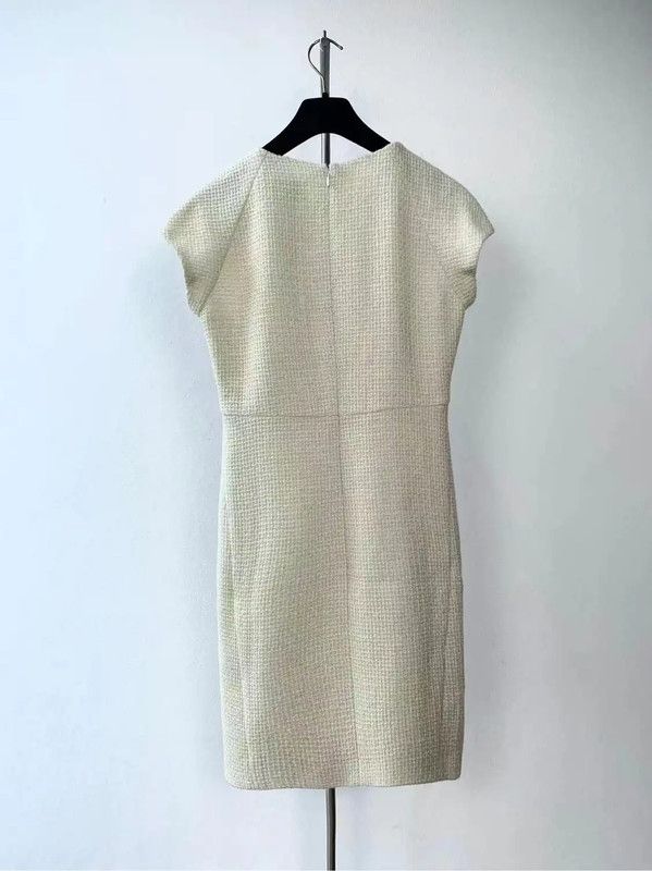 Chanel Chanel Cream Cotton Women's Dress Size XL 0089 Size XL / US 12-14 / IT 48-50 - 2 Thumbnail
