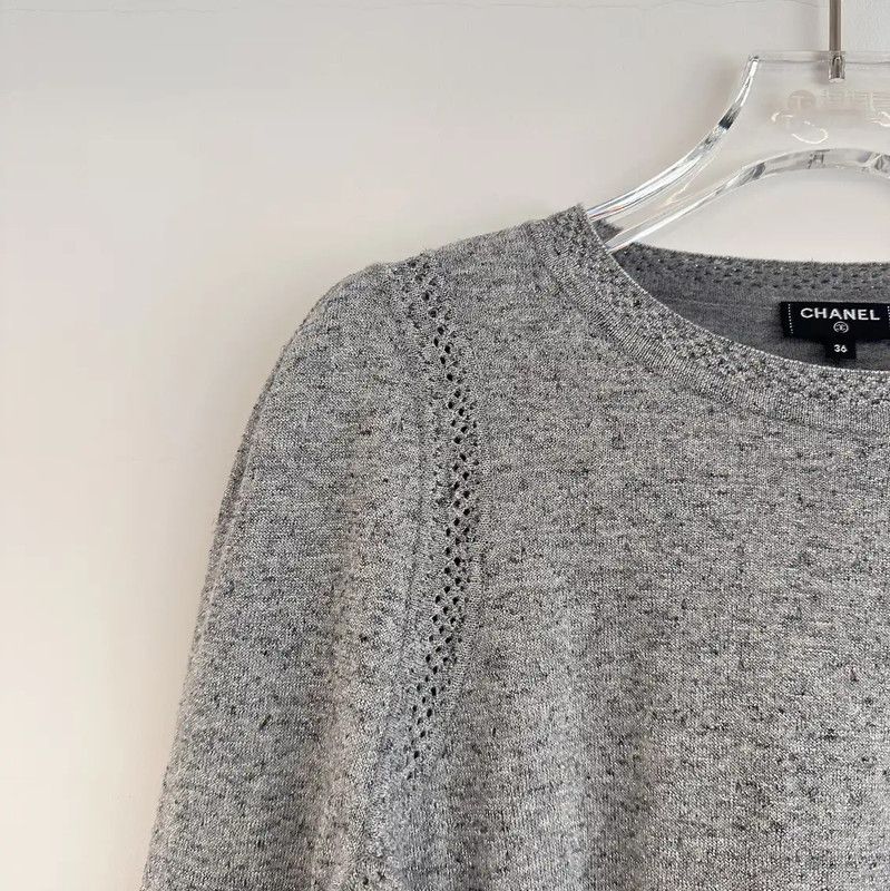 Chanel Chanel Gray Long Sleeve Pullover Sweater 0089 Size S / US 4 / IT 40 - 4 Thumbnail