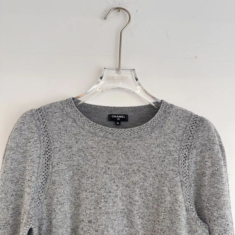Chanel Chanel Gray Long Sleeve Pullover Sweater 0089 Size S / US 4 / IT 40 - 3 Thumbnail