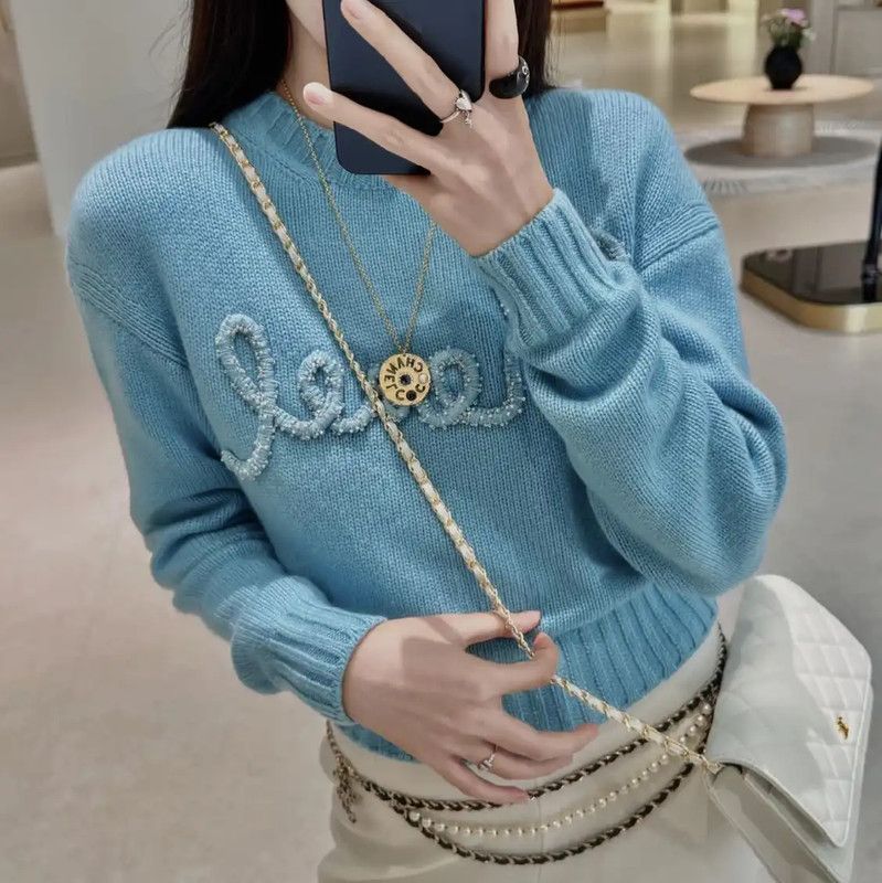 Chanel Chanel Blue Cashmere Sweater for Women 0089 Size XL / US 12-14 / IT 48-50 - 8 Thumbnail