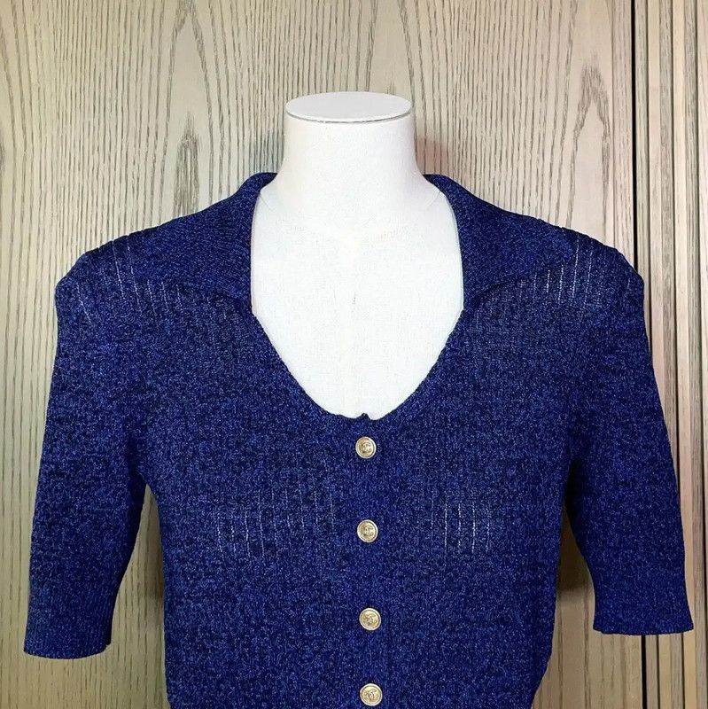 Chanel Chanel Summer Blue Silk Short Sleeve Top 0089 Size S / US 4 / IT 40 - 3 Thumbnail