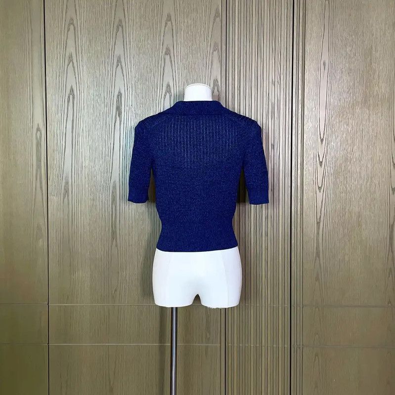 Chanel Chanel Summer Blue Silk Short Sleeve Top 0089 Size S / US 4 / IT 40 - 2 Thumbnail