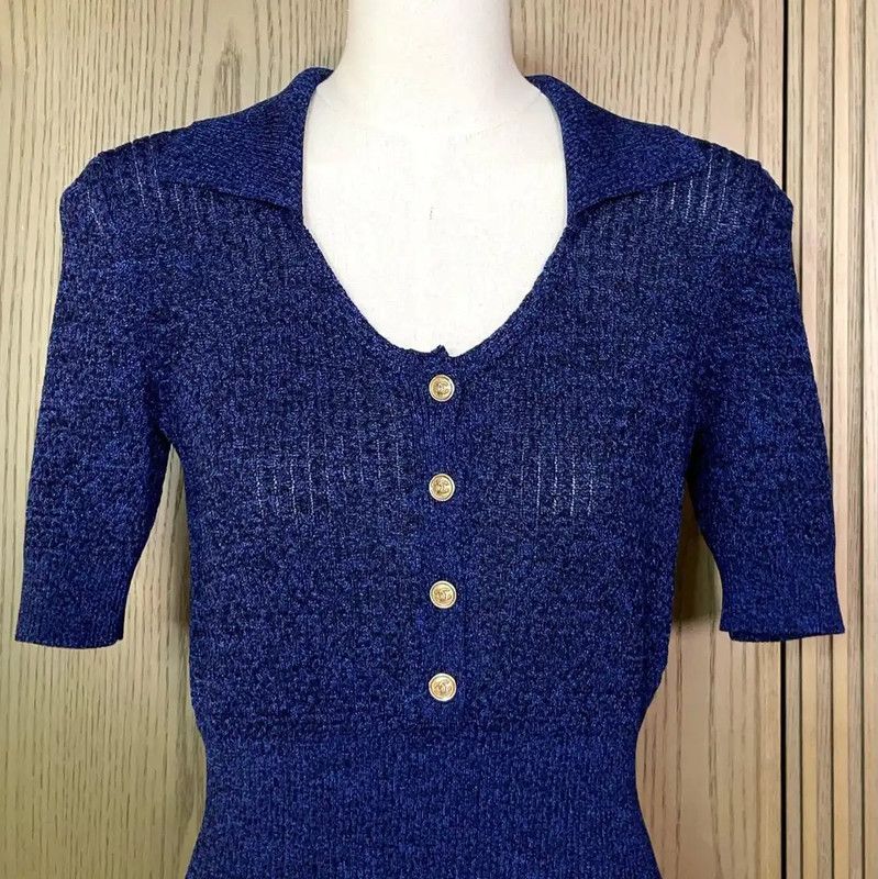 Chanel Chanel Summer Blue Silk Short Sleeve Top 0089 Size S / US 4 / IT 40 - 4 Thumbnail