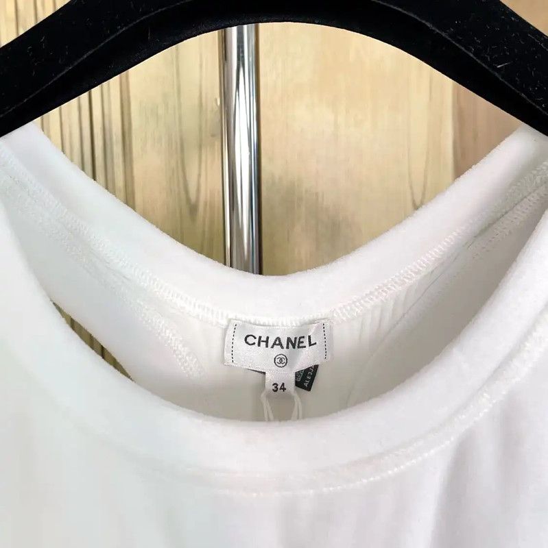 Chanel Chanel White Cropped Lettered Shirt 0089 Size S / US 4 / IT 40 - 8 Thumbnail