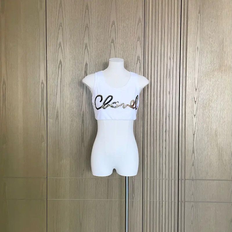 Chanel Chanel White Cropped Lettered Shirt 0089 Size S / US 4 / IT 40 - 2 Thumbnail