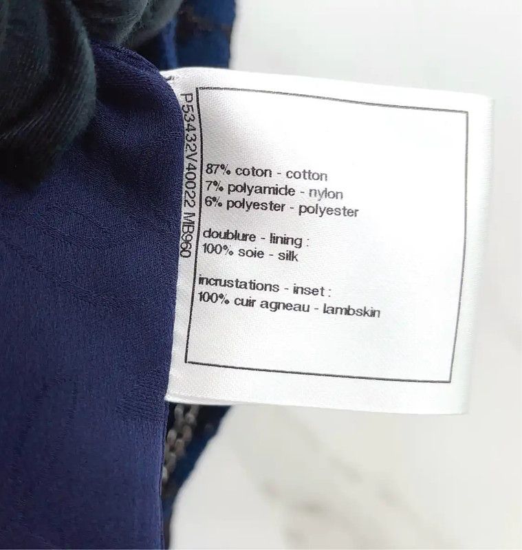 Chanel Chanel Deep Blue Cotton Blend Womens Jacket 0089 Size S / US 4 / IT 40 - 10 Thumbnail