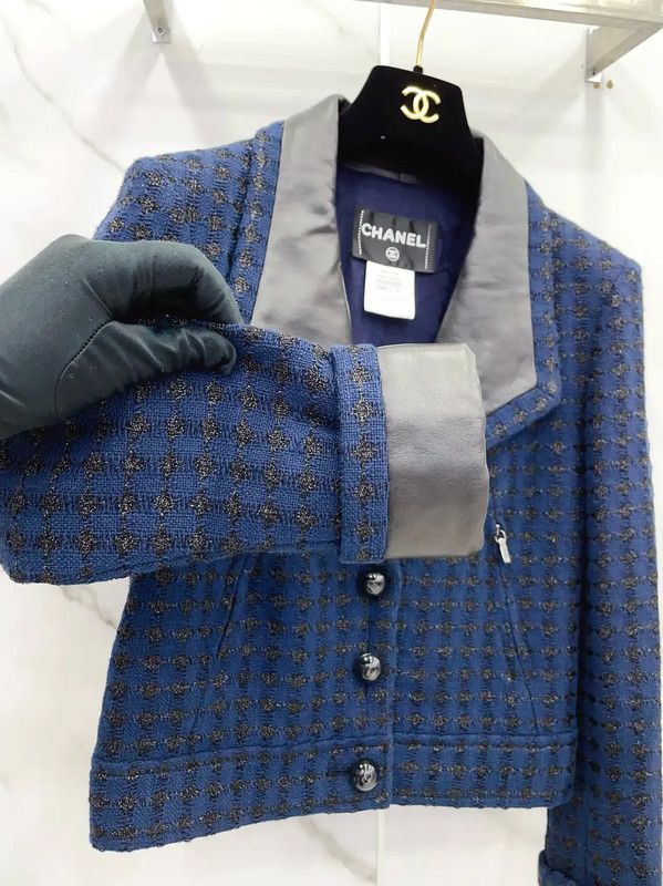 Chanel Chanel Deep Blue Cotton Blend Womens Jacket 0089 Size S / US 4 / IT 40 - 5 Thumbnail