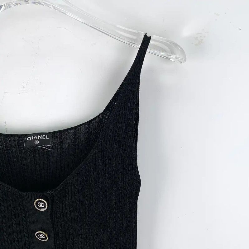 Chanel Chanel Black Ribbed Sleeveless Top 0089 Size XXS / US 00 / IT 34 - 3 Thumbnail