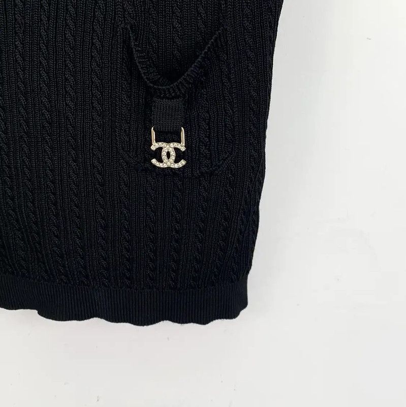 Chanel Chanel Black Ribbed Sleeveless Top 0089 Size XXS / US 00 / IT 34 - 4 Thumbnail