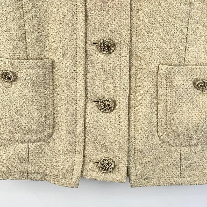 Chanel Chanel Beige Women's Jacket Size XXS 0089 Size XXS / US 00 / IT 34 - 4 Thumbnail