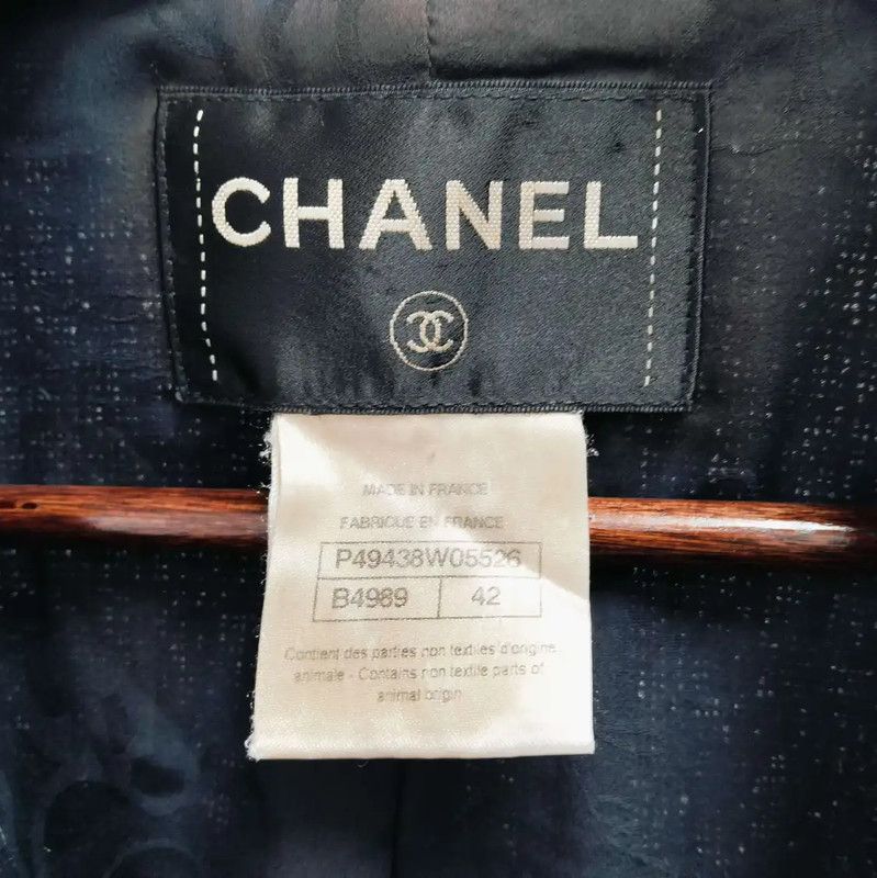Chanel Chanel Navy Blue Women's Jacket for Spring/Fall 0089 Size L / US 10 / IT 46 - 3 Thumbnail