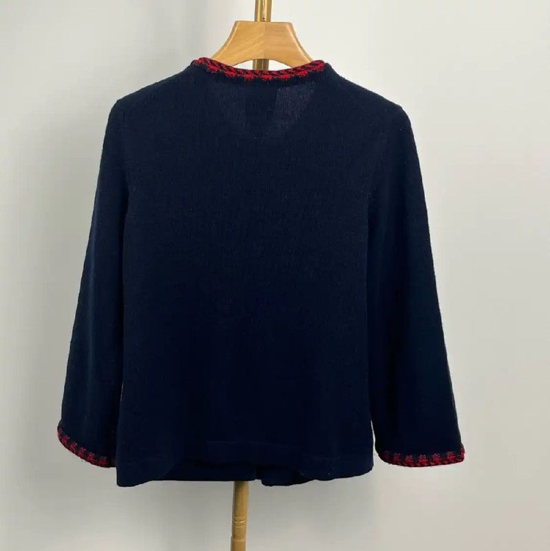 Chanel Chanel Black Cardigan with Red Trim 0089 Size M / US 6-8 / IT 42-44 - 2 Thumbnail