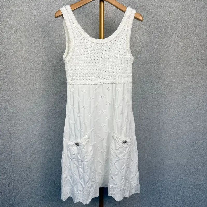 Chanel Chanel White Polyester Dress for Women 0089 Size M / US 6-8 / IT 42-44 - 2 Thumbnail