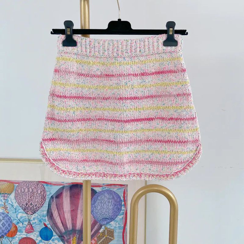 Chanel Chanel Pink Summer Cotton Mini Skirt 0089 Size 23" - 2 Thumbnail