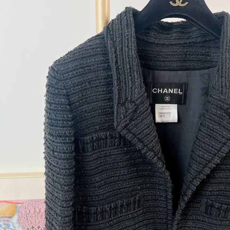 Chanel Chanel Black Cotton Women's Jacket for Spring and Autumn 0089 Size M / US 6-8 / IT 42-44 - 3 Thumbnail