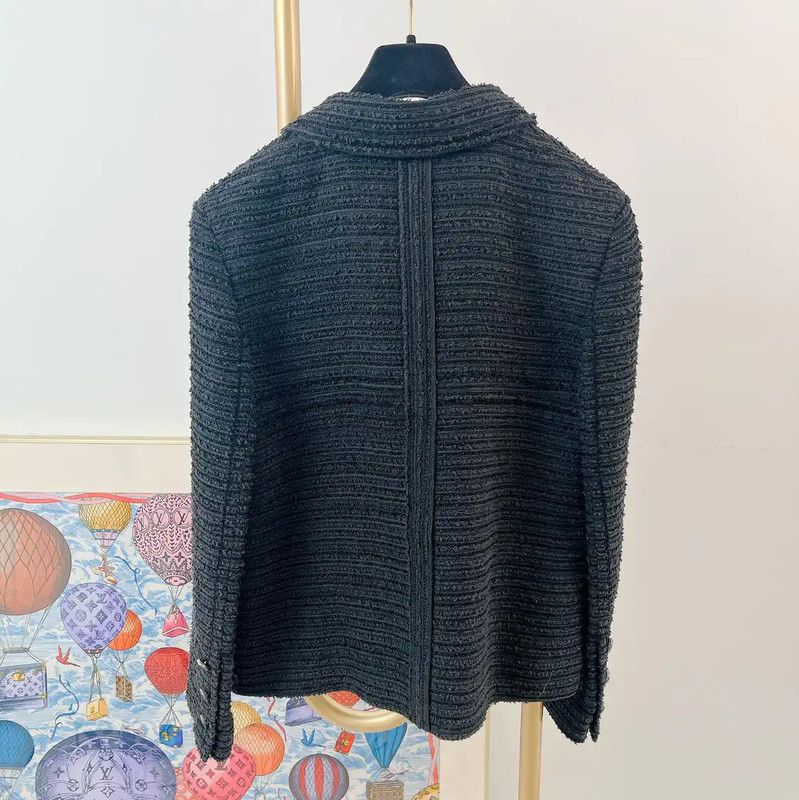 Chanel Chanel Black Cotton Women's Jacket for Spring and Autumn 0089 Size M / US 6-8 / IT 42-44 - 2 Thumbnail