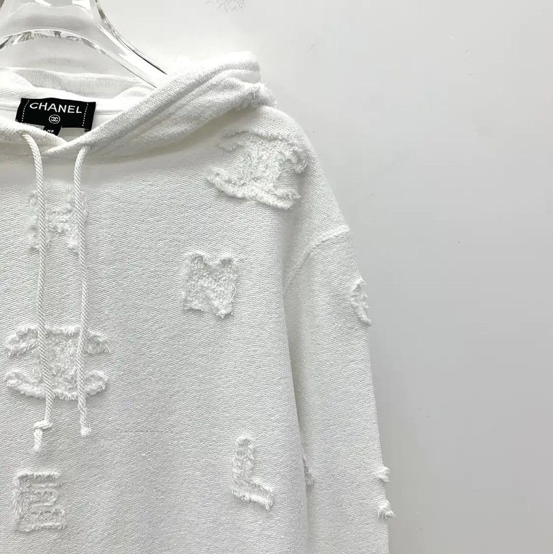 Chanel Chanel White Cotton Women's Hoodie 0089 Size XS / US 0-2 / IT 36-38 - 3 Thumbnail