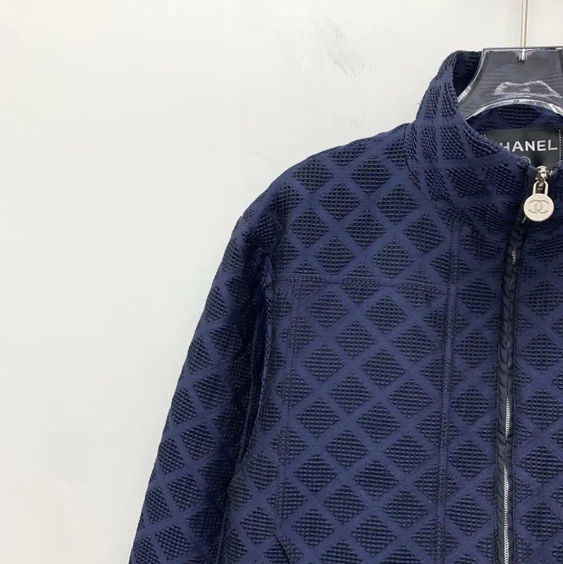 Chanel Chanel Women's Navy Polyester Jacket 0089 Size S / US 4 / IT 40 - 3 Thumbnail