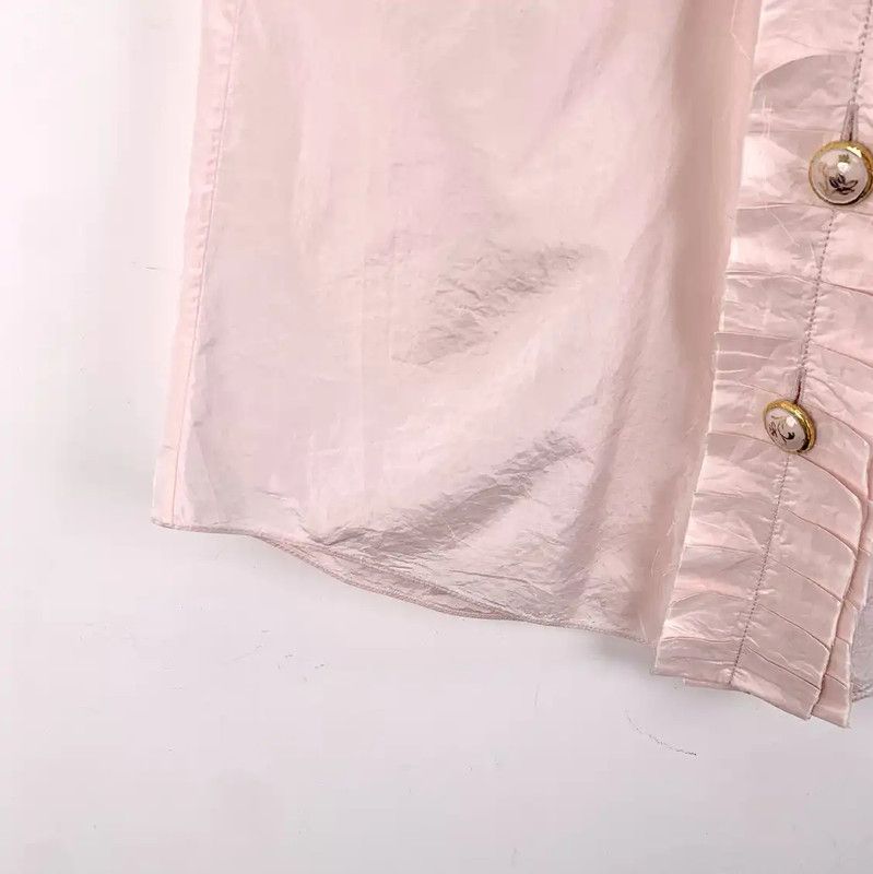 Chanel Chanel Silk Pink Blouse with Ruffled Details 0089 Size S / US 4 / IT 40 - 4 Thumbnail