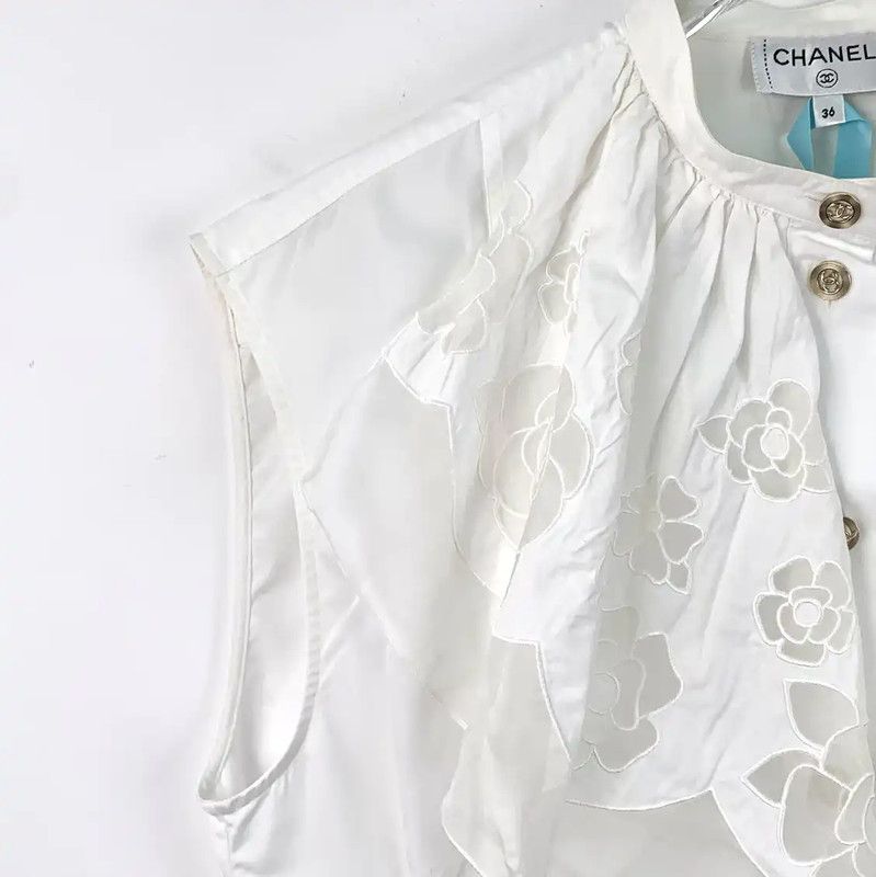 Chanel White Cotton Women's Shirt 0089