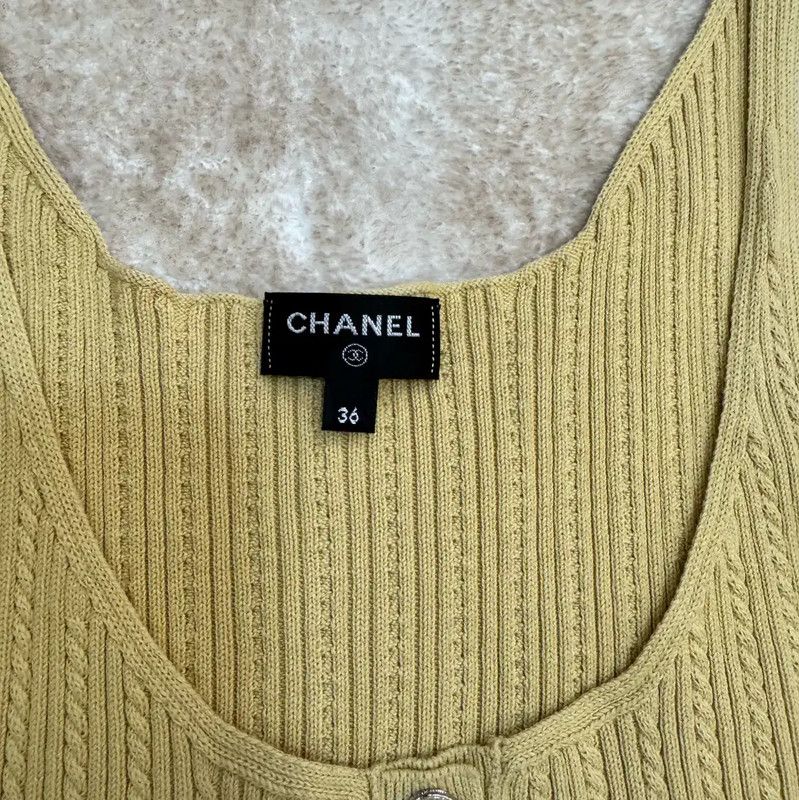 Chanel Chanel Summer Yellow Cotton Sleeveless T-Shirt 0089 Size S / US 4 / IT 40 - 3 Thumbnail