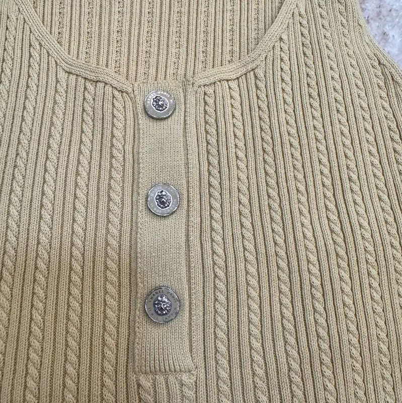 Chanel Chanel Summer Yellow Cotton Sleeveless T-Shirt 0089 Size S / US 4 / IT 40 - 4 Thumbnail