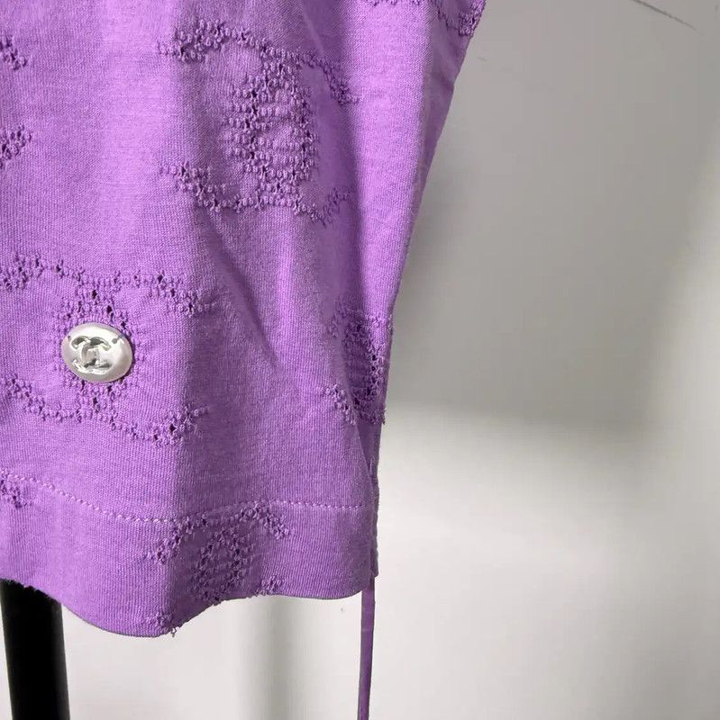 Chanel Chanel Purple Cotton Women's T-Shirt 0089 Size M / US 6-8 / IT 42-44 - 6 Thumbnail