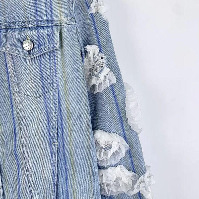 Chanel Chanel Blue Cotton Women's Jacket with Ruffles 0089 Size XS / US 0-2 / IT 36-38 - 4 Thumbnail