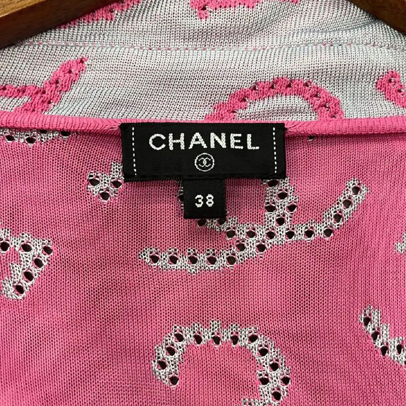 Chanel Chanel Pink Women's Cardigan with Logo Design 0089 Size M / US 6-8 / IT 42-44 - 7 Thumbnail