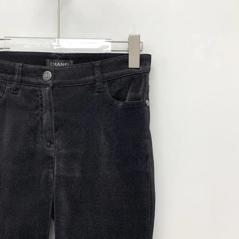 Chanel Chanel Black Cotton Women's Jeans Size XS 0089 Size 22" - 3 Thumbnail