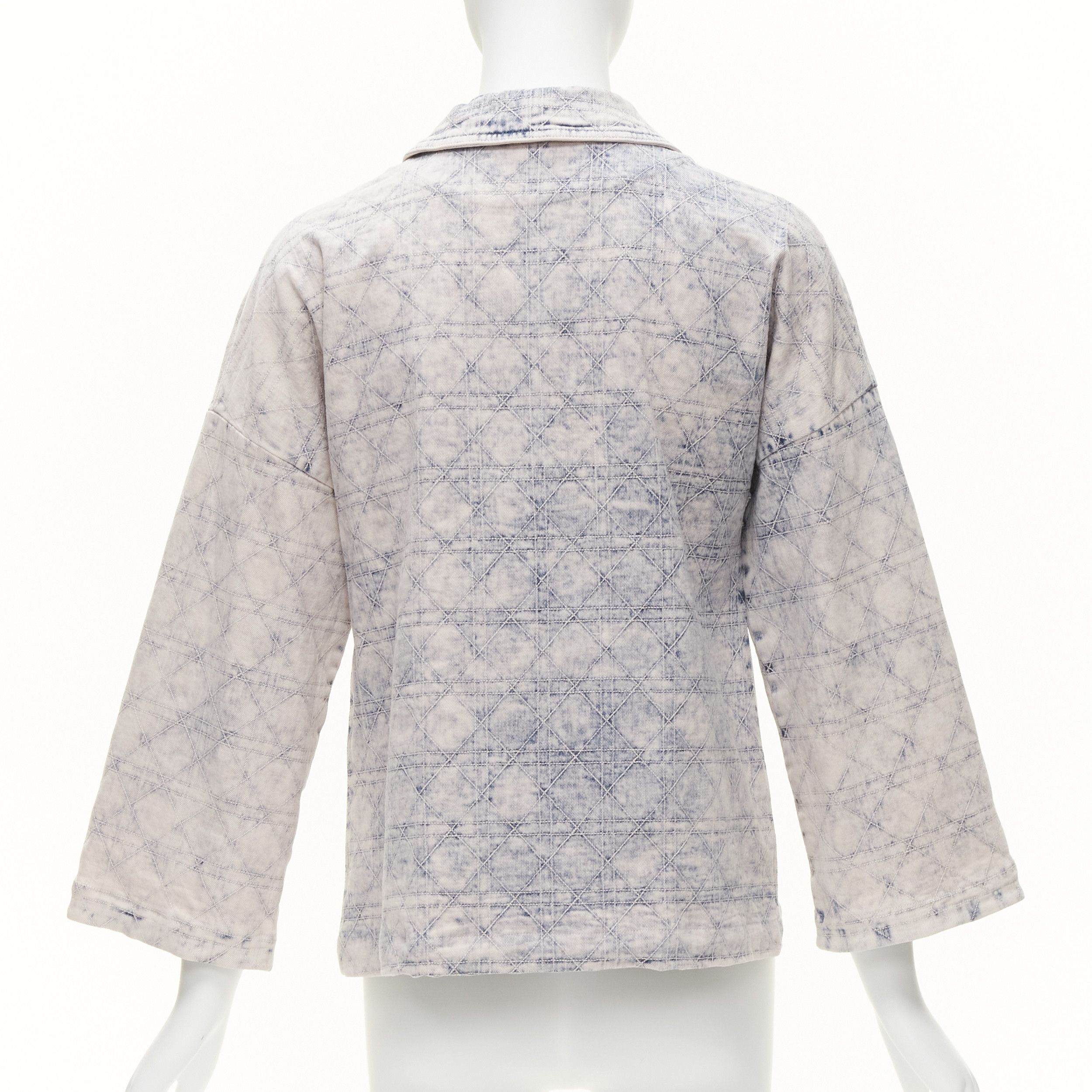 Dior CHRISTIAN DIOR Kids bleached blue washed Cannage quilted tie dye denim jacket 13Y XS Size XS / US 0-2 / IT 36-38 - 6 Thumbnail