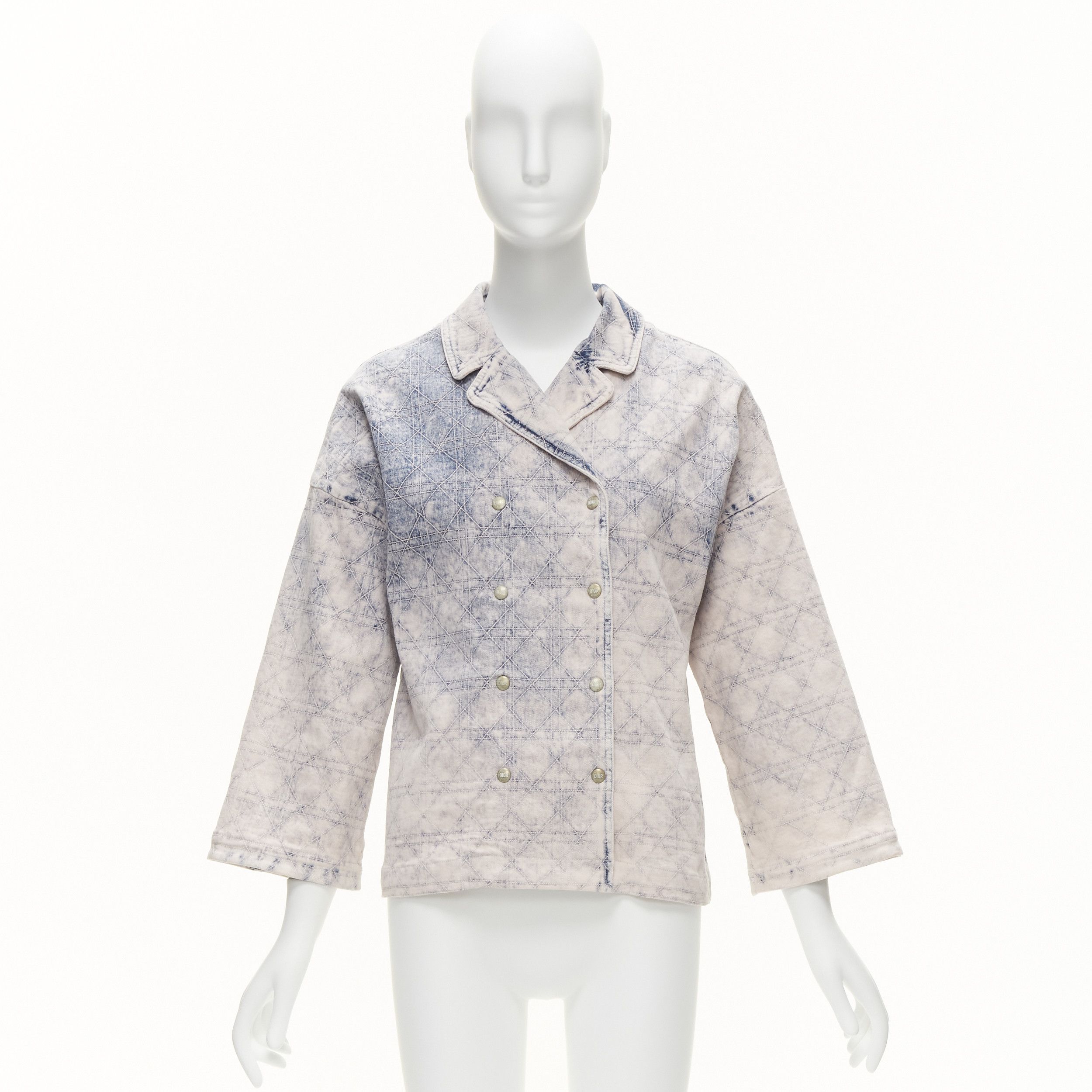 Dior CHRISTIAN DIOR Kids bleached blue washed Cannage quilted tie dye denim jacket 13Y XS Size XS / US 0-2 / IT 36-38 - 11 Thumbnail