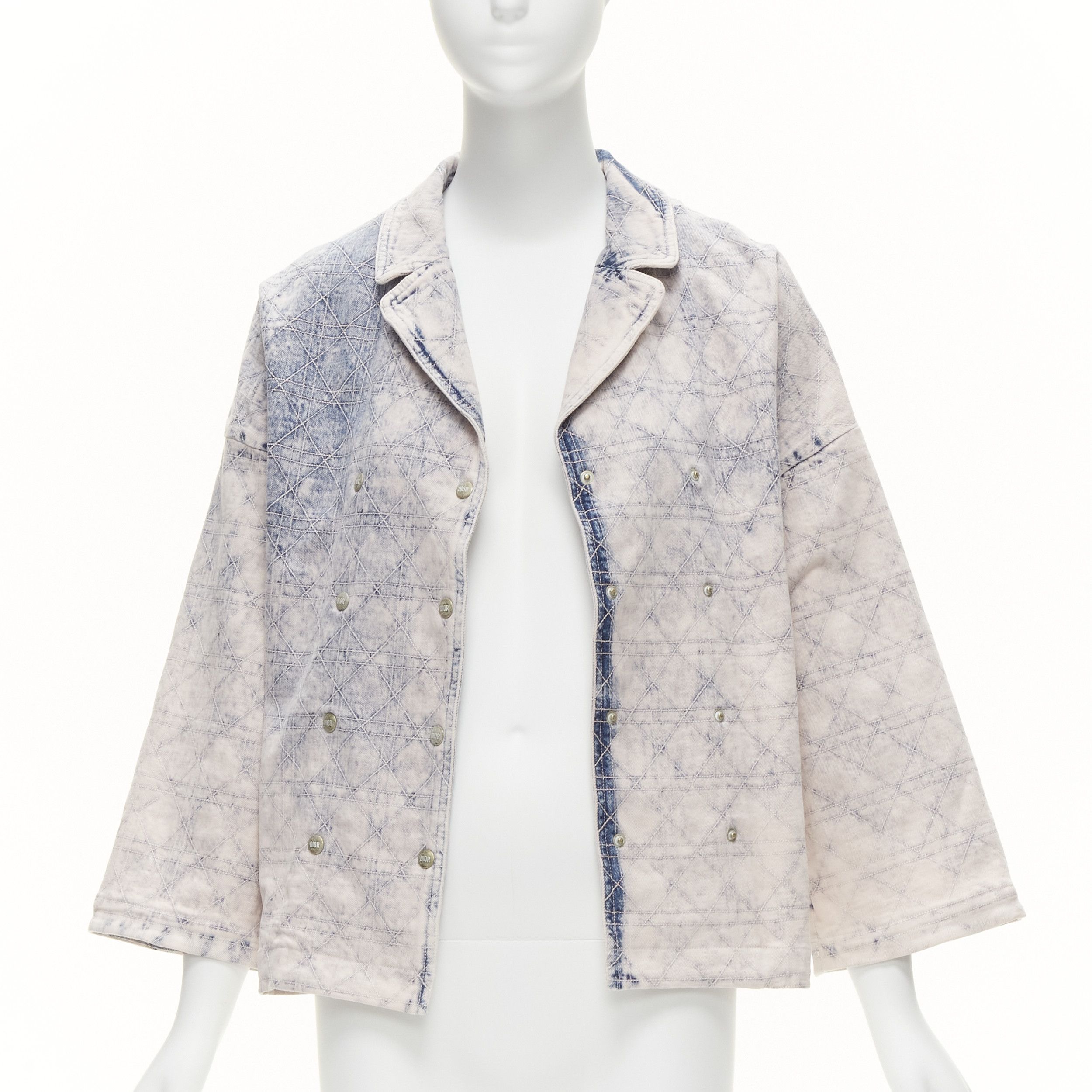 Dior CHRISTIAN DIOR Kids bleached blue washed Cannage quilted tie dye denim jacket 13Y XS Size XS / US 0-2 / IT 36-38 - 3 Thumbnail