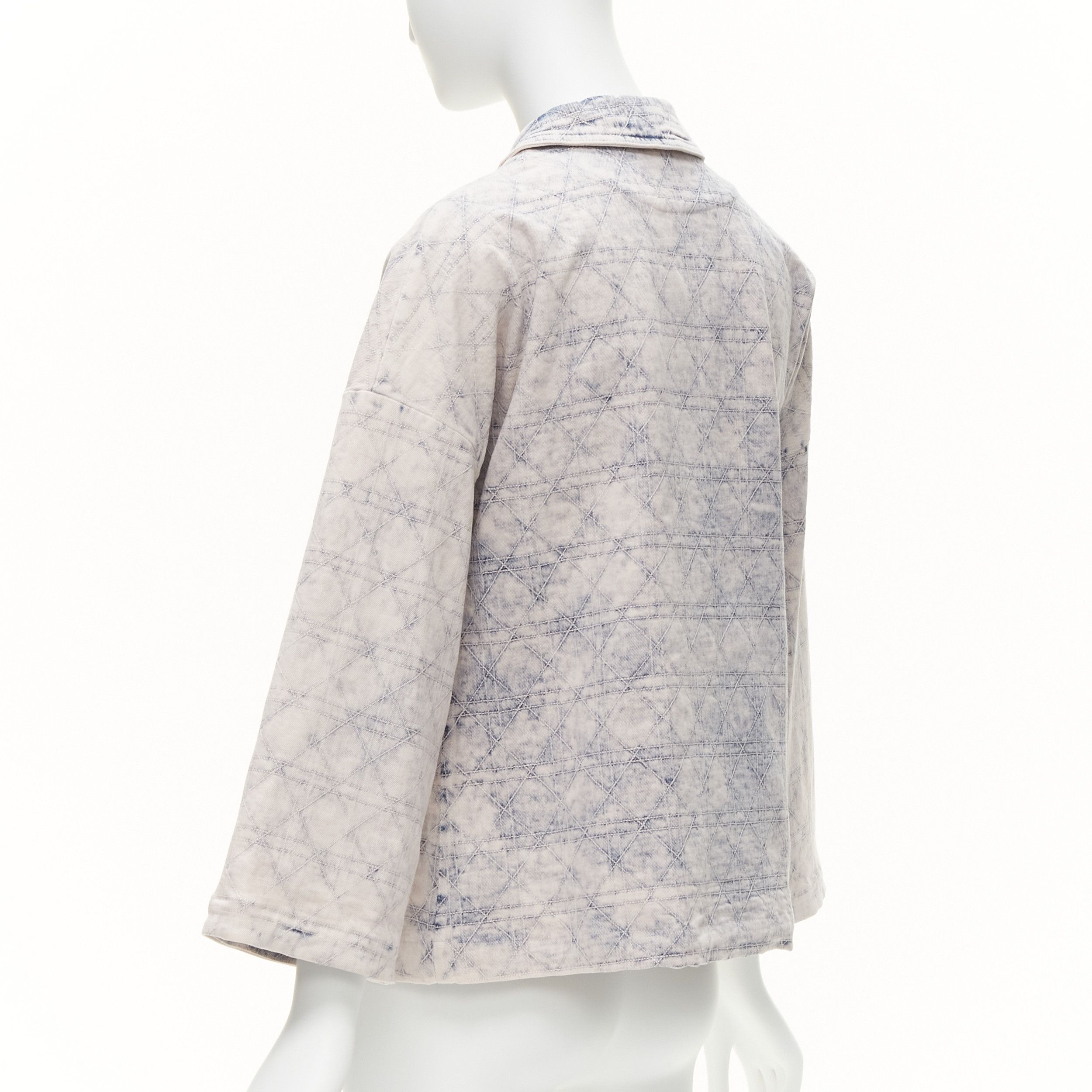 Dior CHRISTIAN DIOR Kids bleached blue washed Cannage quilted tie dye denim jacket 13Y XS Size XS / US 0-2 / IT 36-38 - 7 Thumbnail