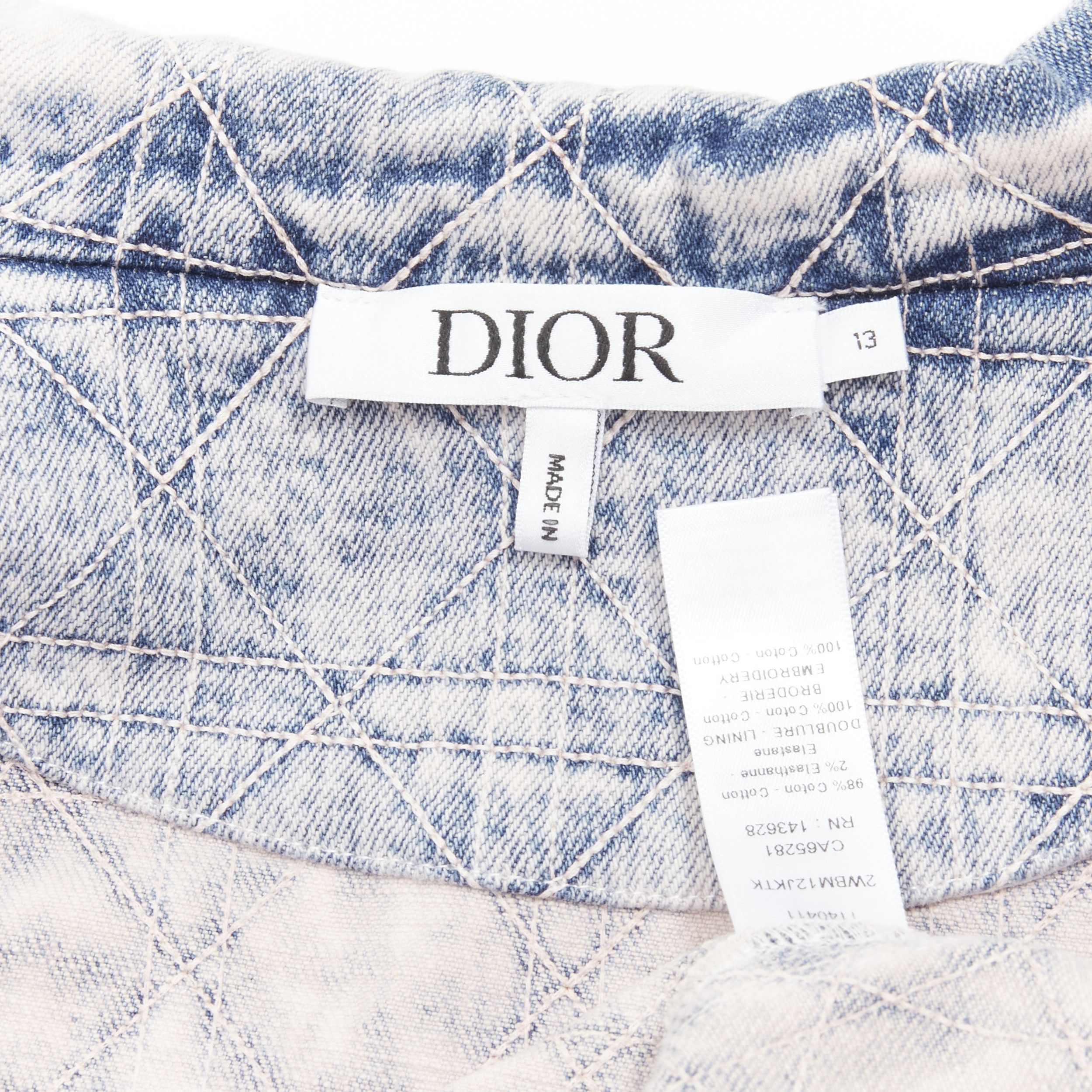 Dior CHRISTIAN DIOR Kids bleached blue washed Cannage quilted tie dye denim jacket 13Y XS Size XS / US 0-2 / IT 36-38 - 10 Thumbnail