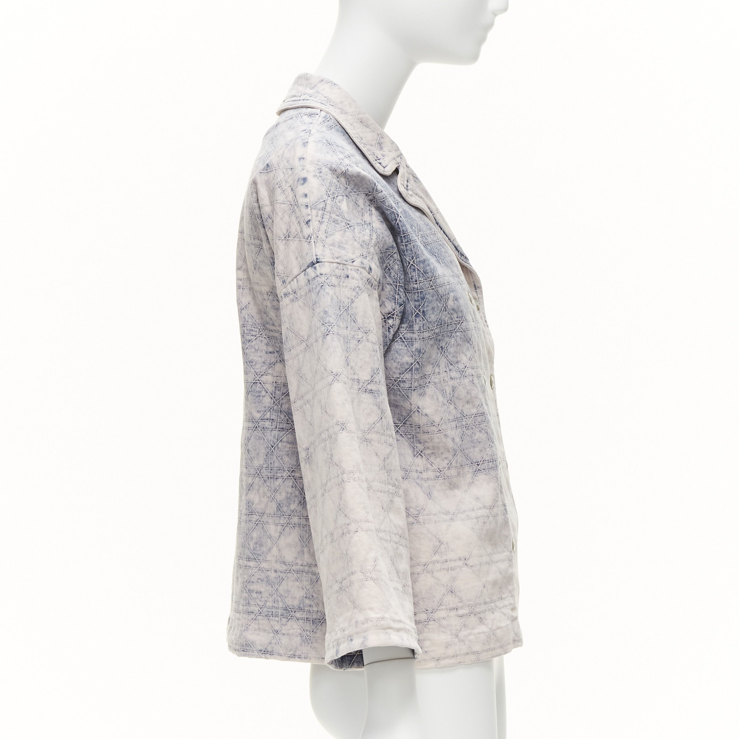 Dior CHRISTIAN DIOR Kids bleached blue washed Cannage quilted tie dye denim jacket 13Y XS Size XS / US 0-2 / IT 36-38 - 5 Thumbnail