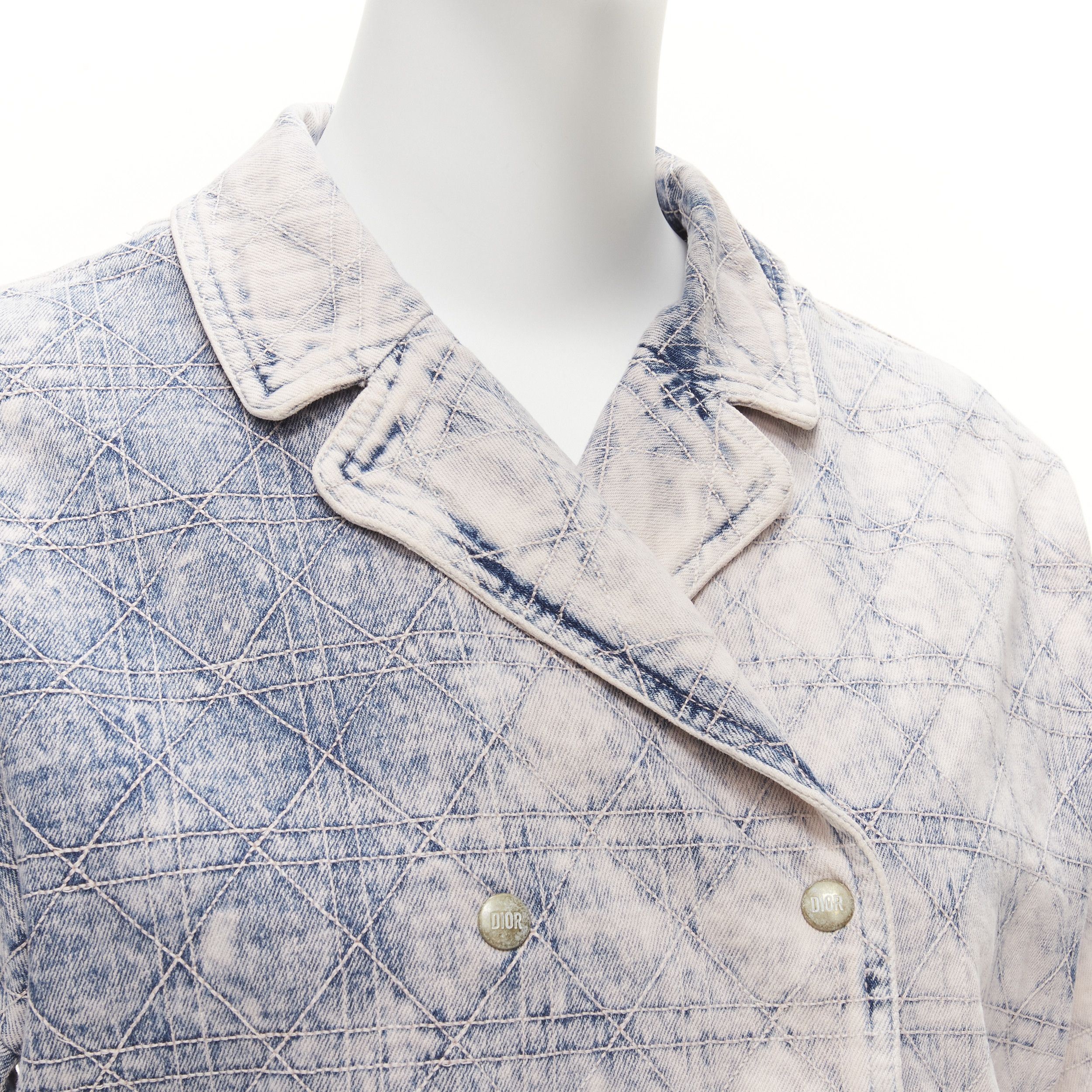 Dior CHRISTIAN DIOR Kids bleached blue washed Cannage quilted tie dye denim jacket 13Y XS Size XS / US 0-2 / IT 36-38 - 2 Thumbnail