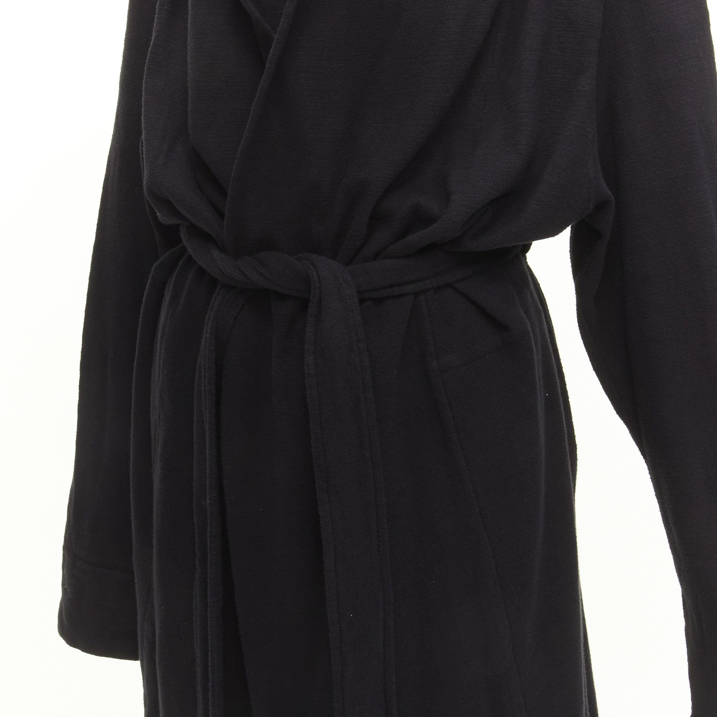 Rick Owens RICK OWENS DRKSHDW black cotton thick jersey hooded belted robe jacket S Size M / US 6-8 / IT 42-44 - 7 Thumbnail