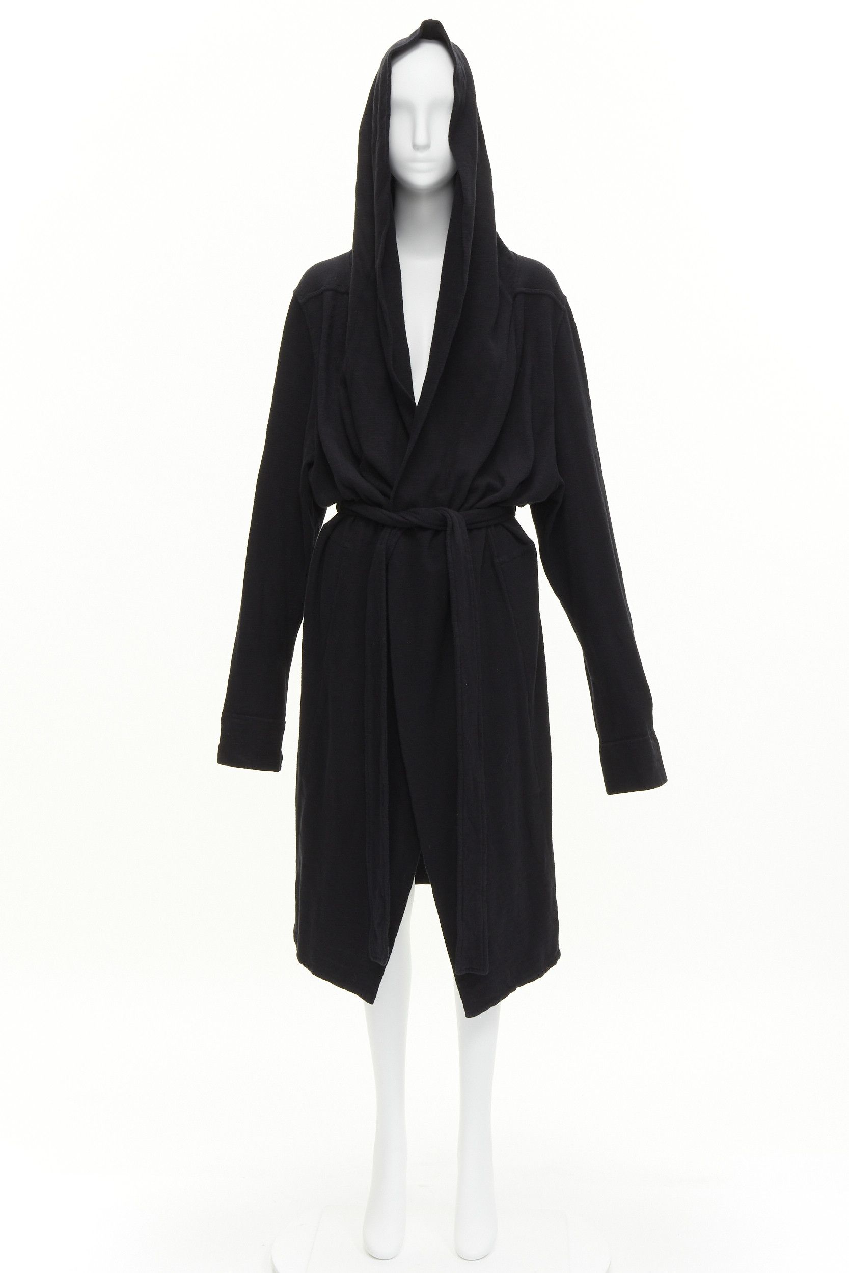 Rick Owens RICK OWENS DRKSHDW black cotton thick jersey hooded belted robe jacket S Size M / US 6-8 / IT 42-44 - 11 Thumbnail