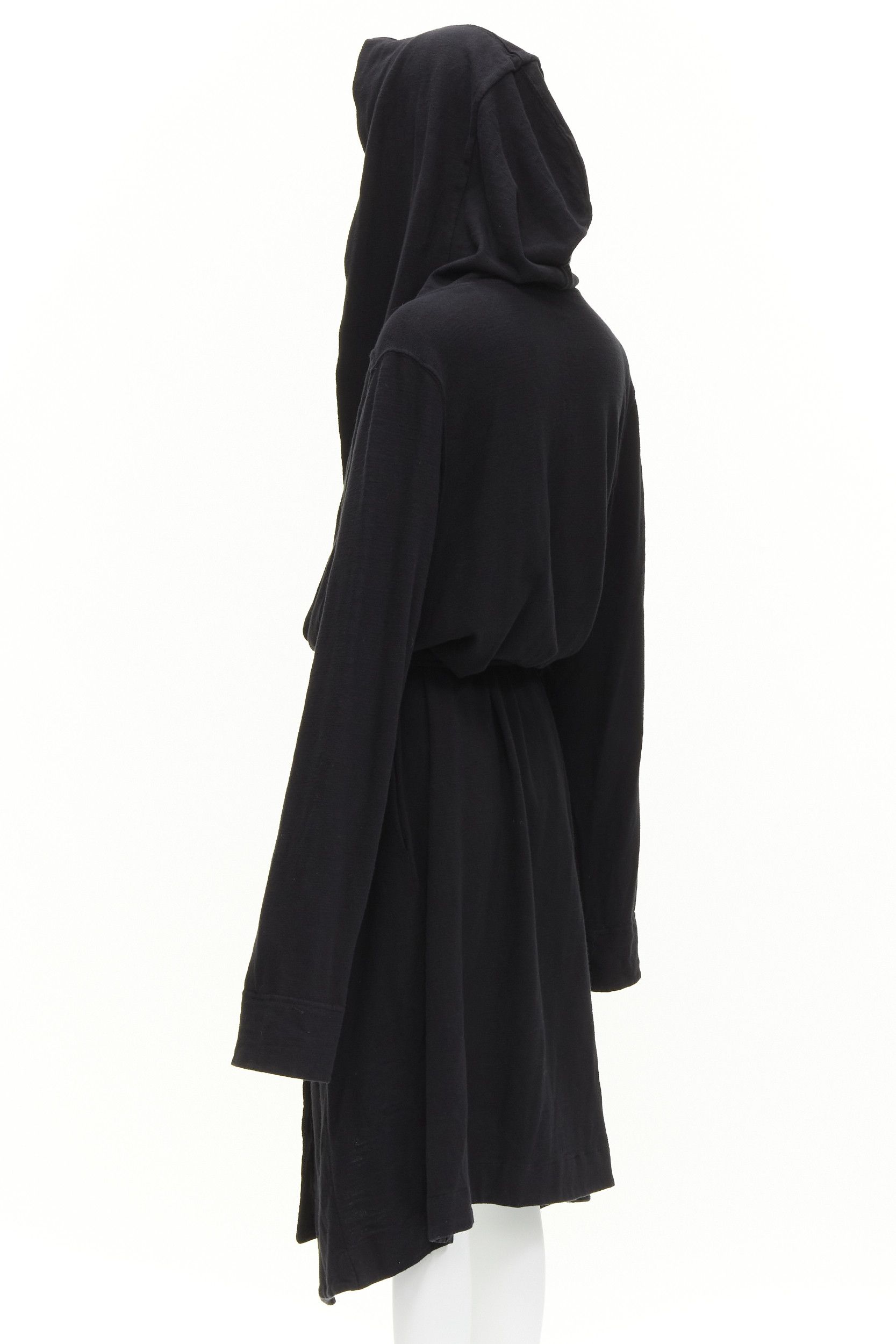 Rick Owens RICK OWENS DRKSHDW black cotton thick jersey hooded belted robe jacket S Size M / US 6-8 / IT 42-44 - 6 Thumbnail