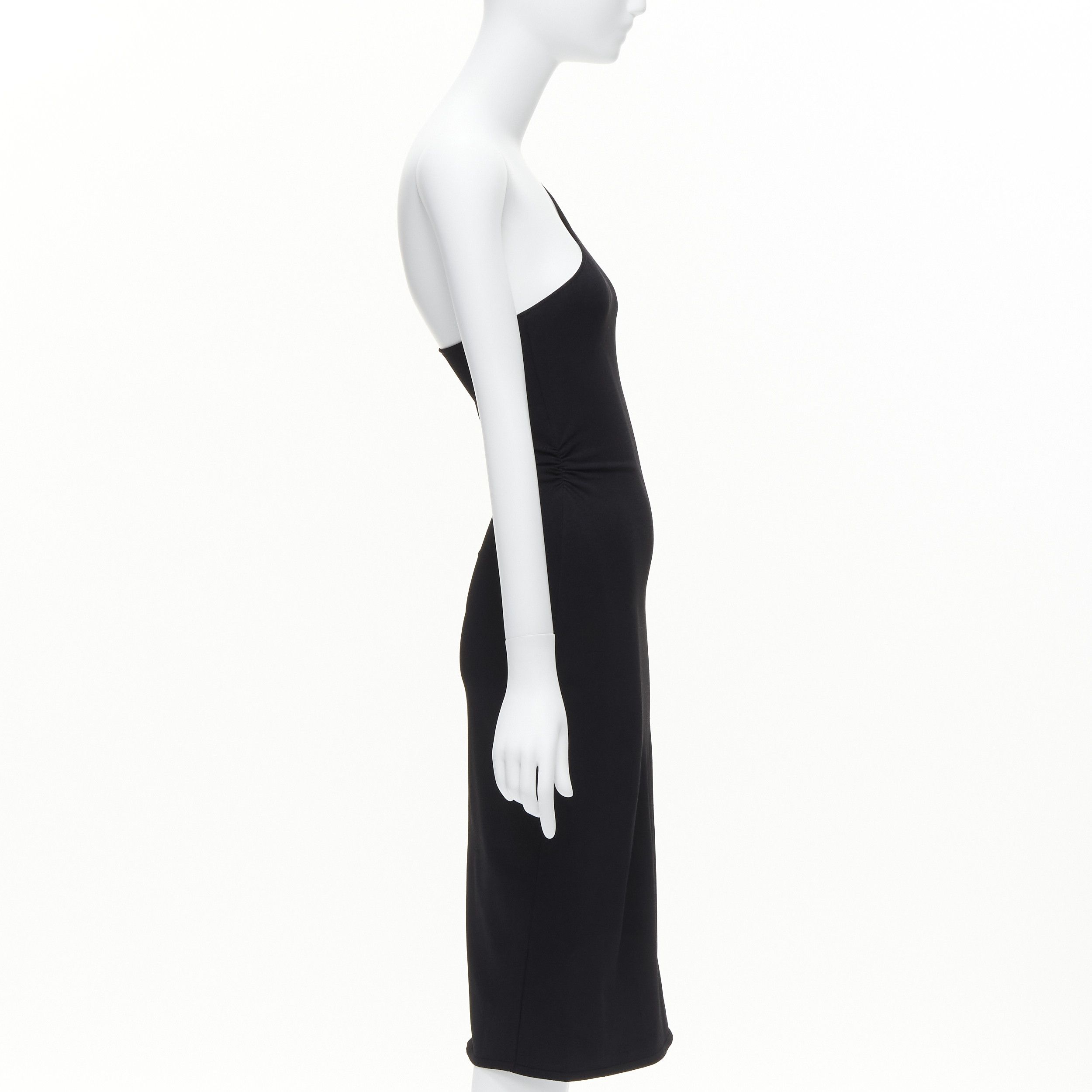 Gucci GUCCI Tom ford Vintage black leather strap G buckle jersey bodycon dress S Size S / US 4 / IT 40 - 4 Thumbnail