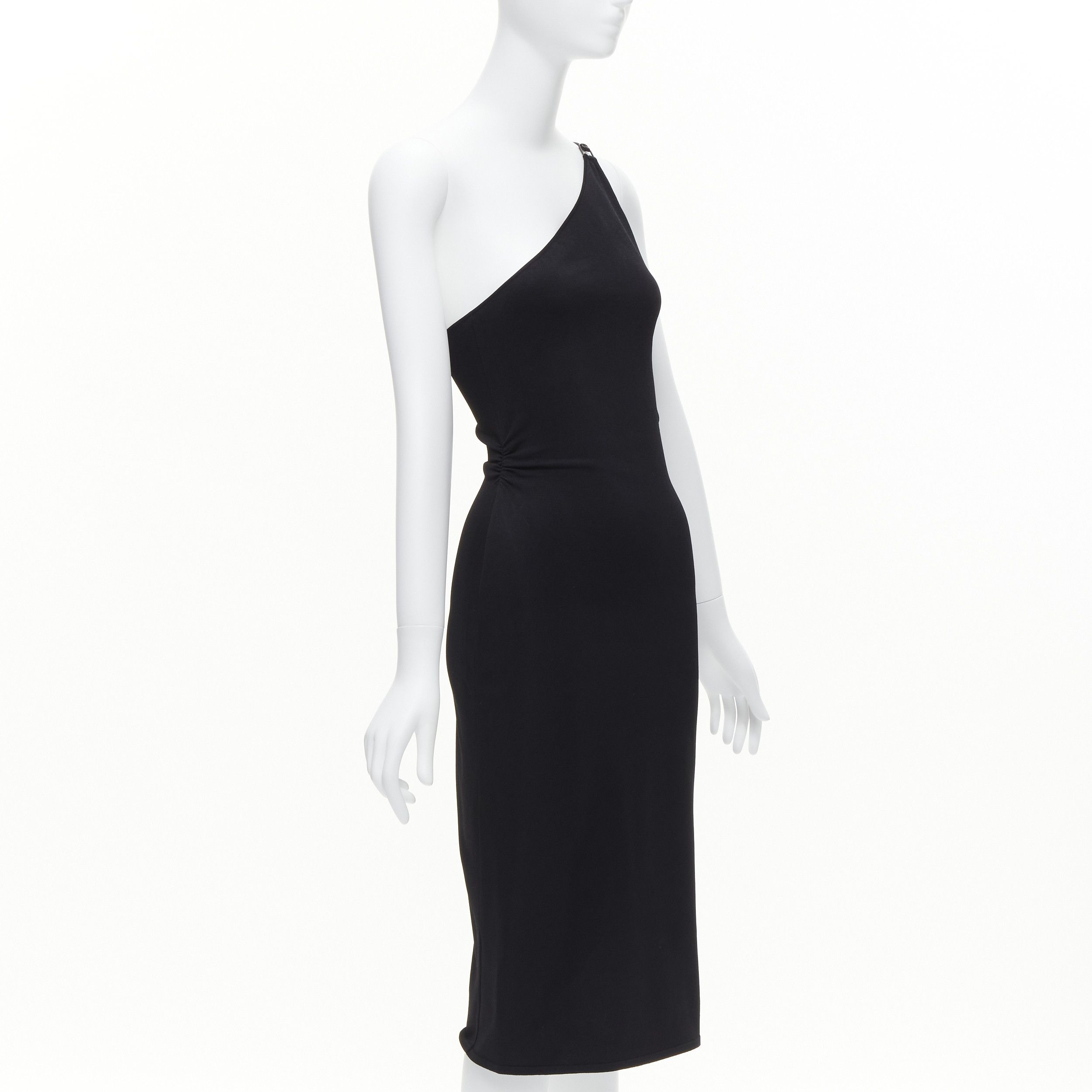 Gucci GUCCI Tom ford Vintage black leather strap G buckle jersey bodycon dress S Size S / US 4 / IT 40 - 3 Thumbnail