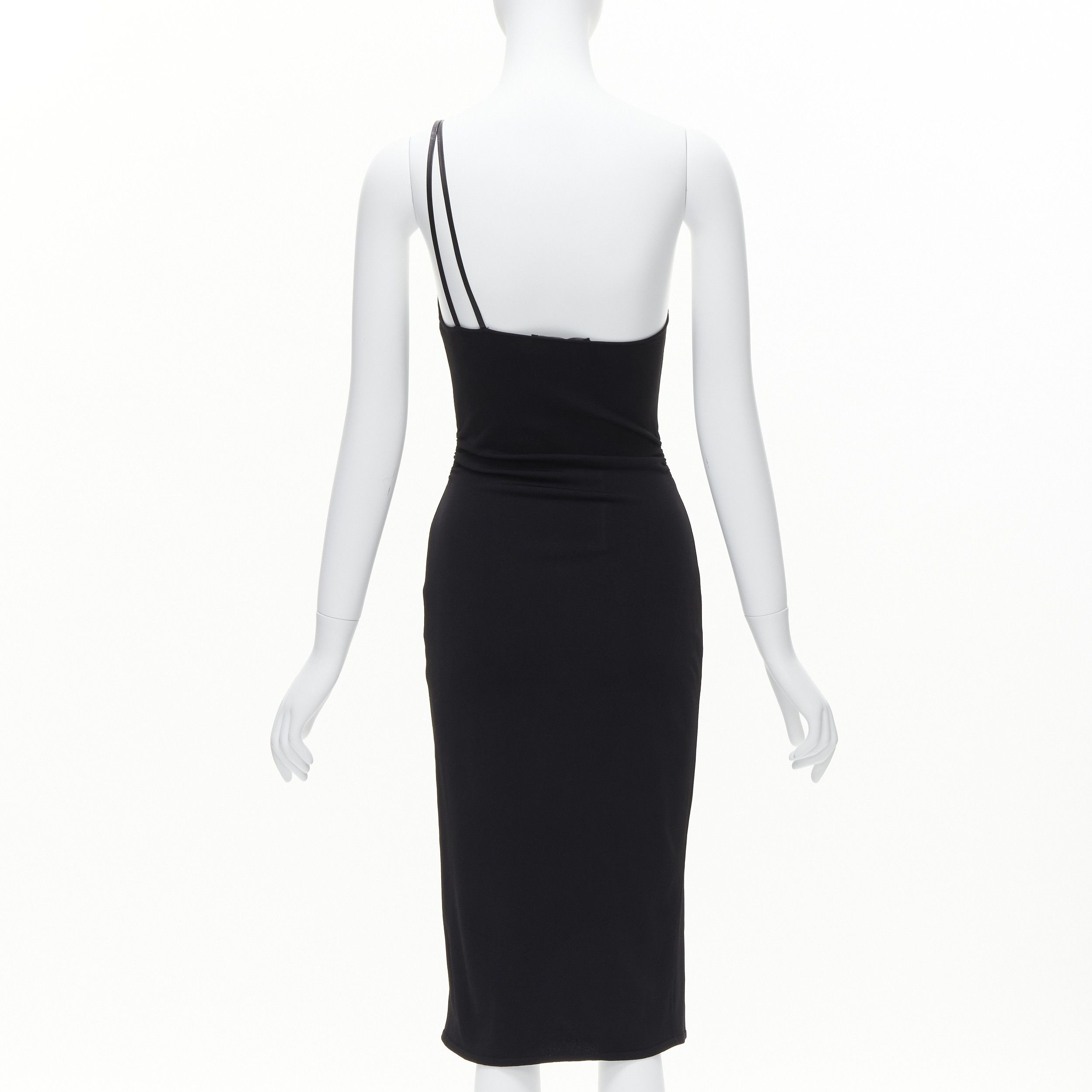 Gucci GUCCI Tom ford Vintage black leather strap G buckle jersey bodycon dress S Size S / US 4 / IT 40 - 5 Thumbnail