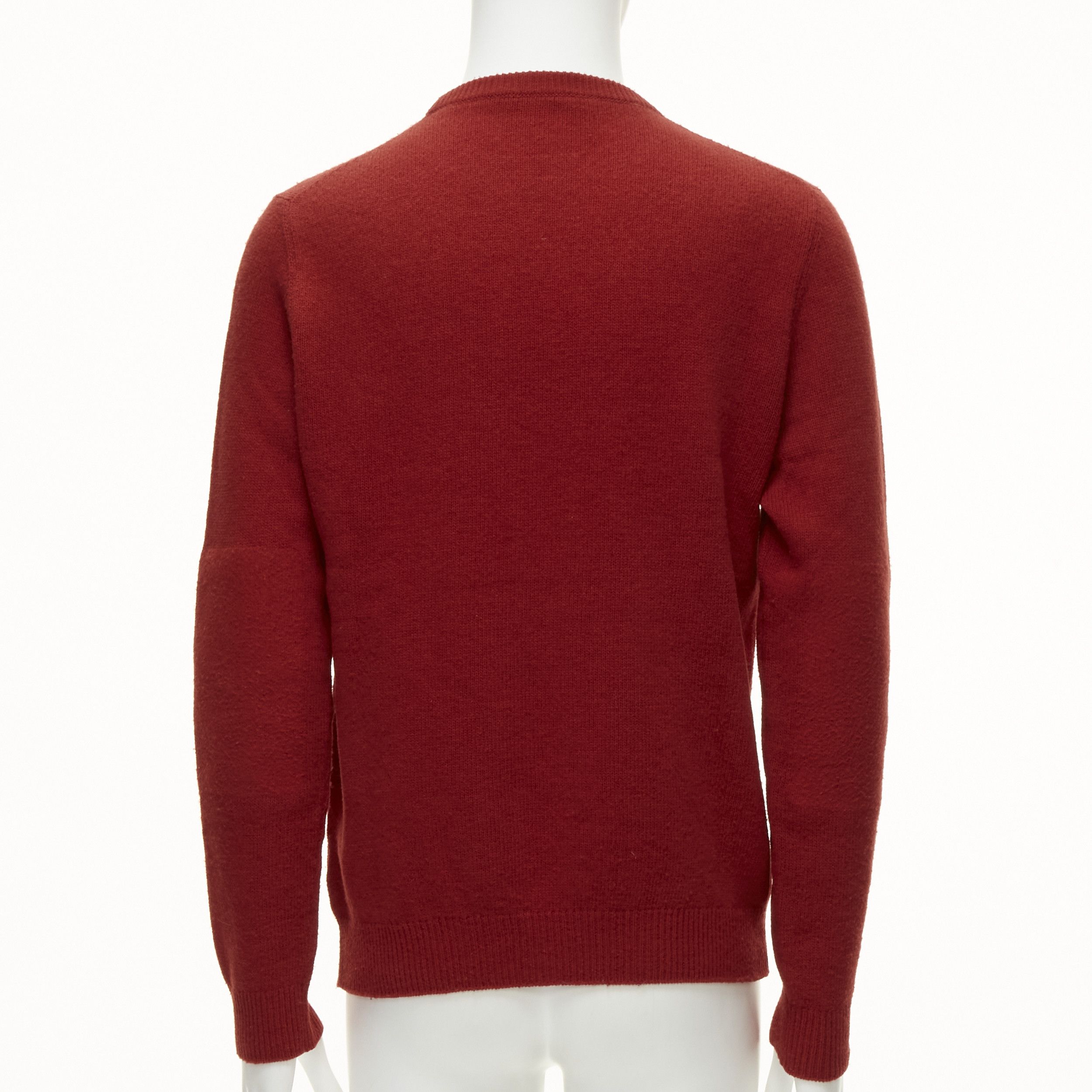 Louis Vuitton LOUIS VUITTON 100% wool red LV oversized logo long sleeve crew sweater M Size M / US 6-8 / IT 42-44 - 5 Thumbnail