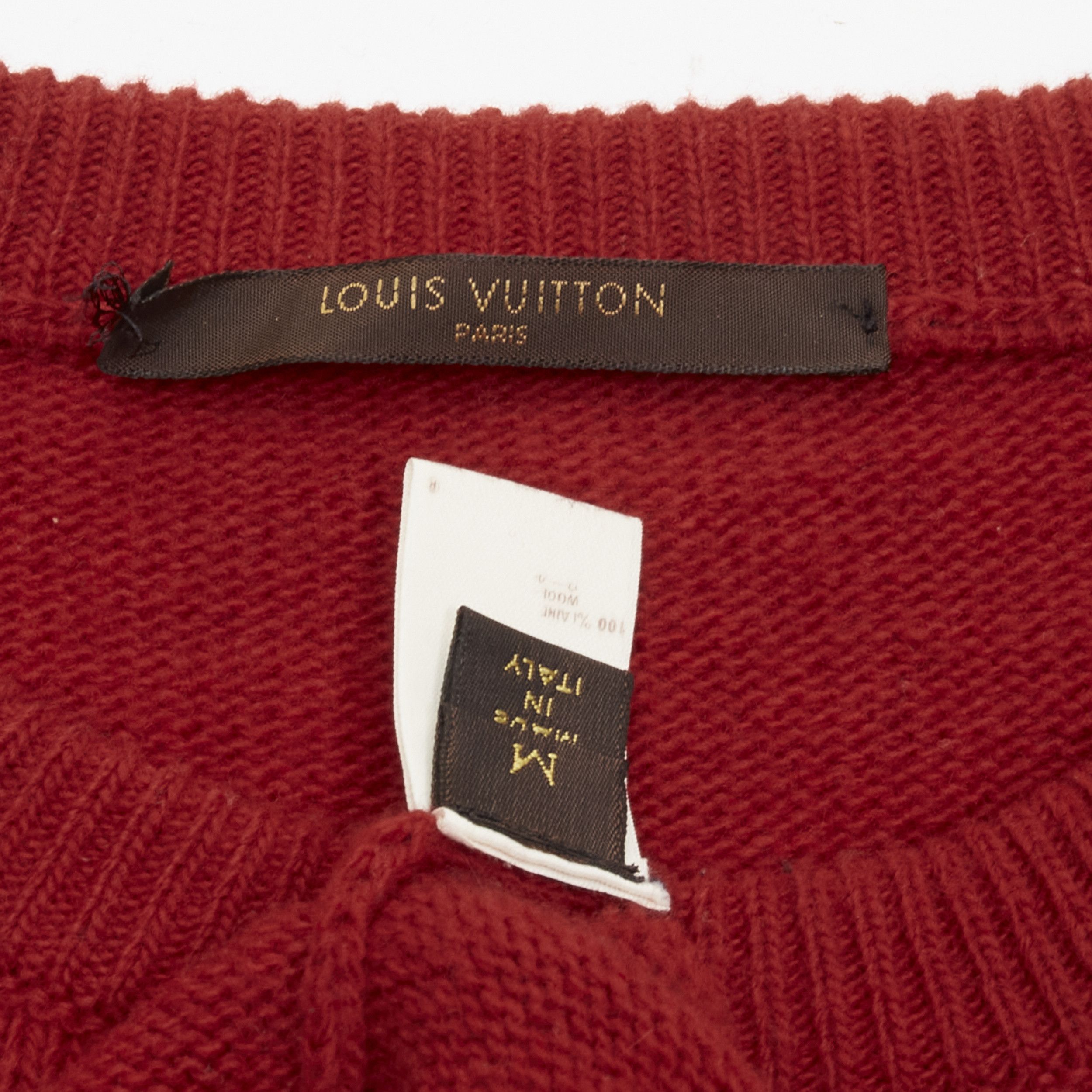 Louis Vuitton LOUIS VUITTON 100% wool red LV oversized logo long sleeve crew sweater M Size M / US 6-8 / IT 42-44 - 10 Thumbnail