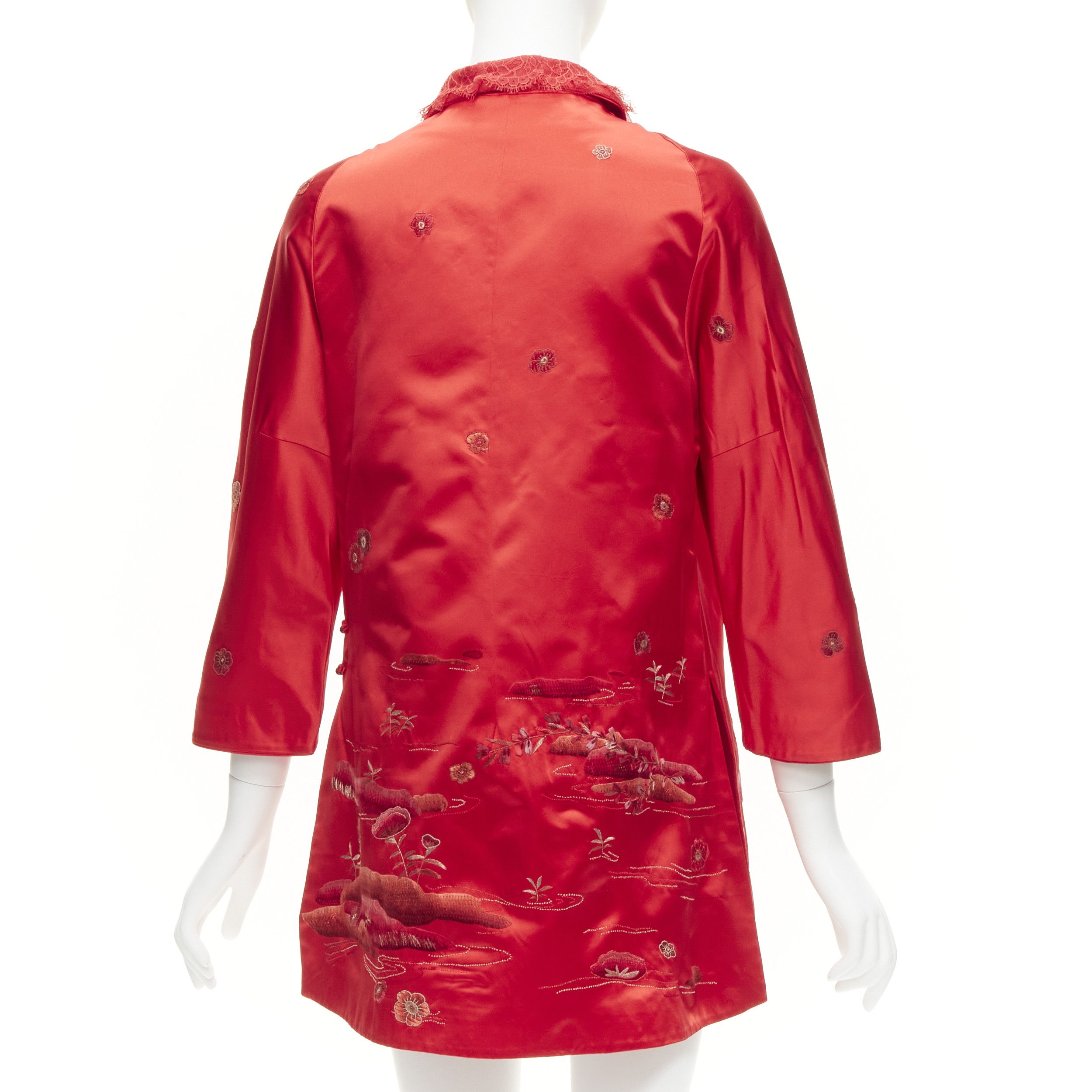 Other SHIATZY CHEN red silk lace collar floral cloud embroidery qipao top IT44 L Size M / US 6-8 / IT 42-44 - 5 Thumbnail