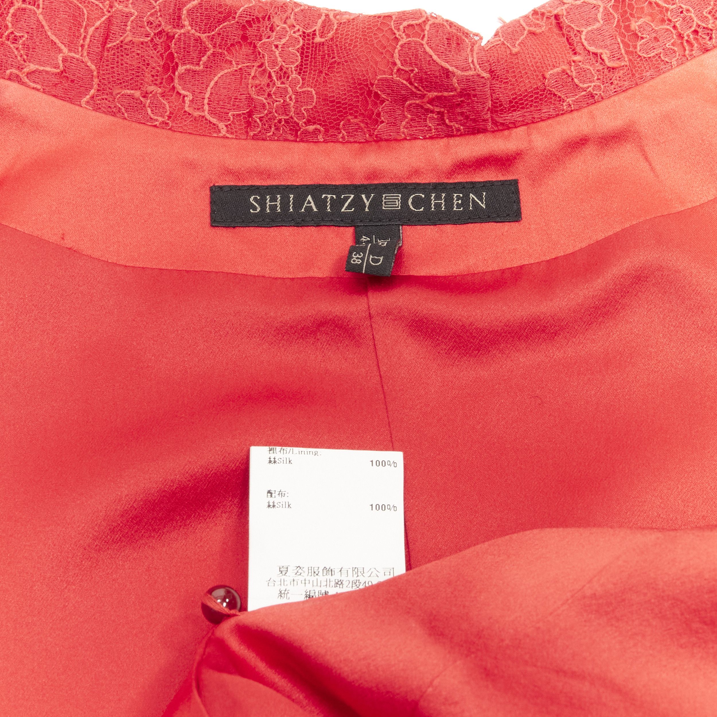 Other SHIATZY CHEN red silk lace collar floral cloud embroidery qipao top IT44 L Size M / US 6-8 / IT 42-44 - 9 Thumbnail