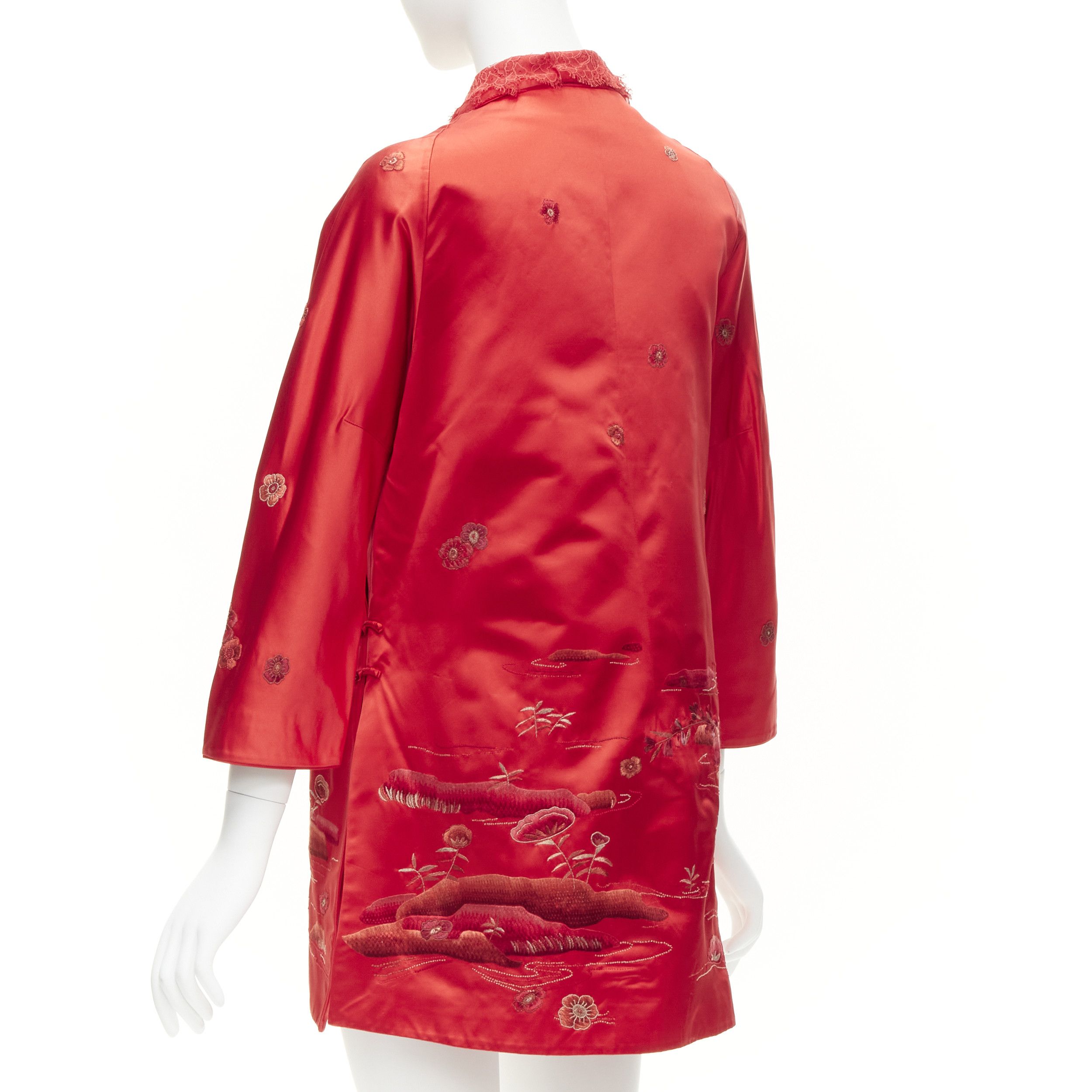 Other SHIATZY CHEN red silk lace collar floral cloud embroidery qipao top IT44 L Size M / US 6-8 / IT 42-44 - 6 Thumbnail